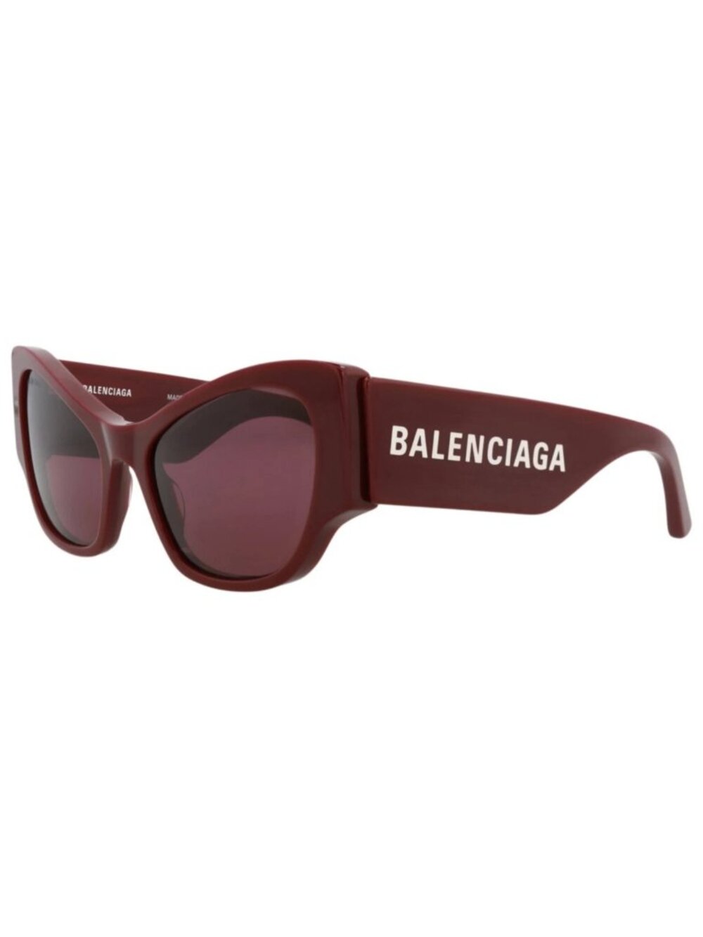 New Balenciaga Women's Sunglasses Cat Eye Recycled Acetate Frame Burgundy Red